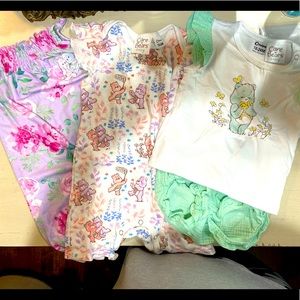 Baby 3 Pack Care Bears Bundle 2 rompers & tee with matching bloomers